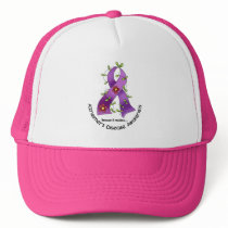 ALZHEIMER’S DISEASE AWARENESS Flower Ribbon 1 Hats