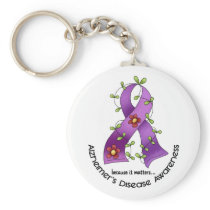 ALZHEIMER’S DISEASE AWARENESS Flower Ribbon 1 Keychain