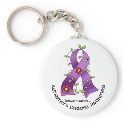 ALZHEIMER’S DISEASE AWARENESS Flower Ribbon 1 Keychain by awarenessgifts