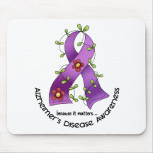 ALZHEIMER’S DISEASE AWARENESS Flower Ribbon 1 Mouse Pads