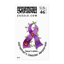 ALZHEIMER’S DISEASE AWARENESS Flower Ribbon 1 Stamp