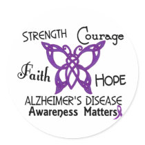 Alzheimer’s Disease Celtic Butterfly 3 Round Stickers