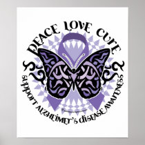 Alzheimers Butterfly Tribal 2 Posters