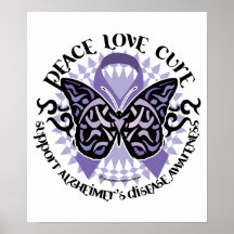 Alzheimers Butterfly Tribal 2 Posters
