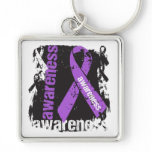 Alzheimers Disease Awareness Grunge Ribbon keychains