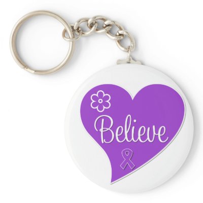 Alzheimers Disease Believe Purple Heart Key Chain by giftsforawareness