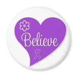 Alzheimers Disease Believe Purple Heart Fridge Magnets