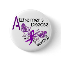 Alzheimer's Disease BUTTERFLY 3 Awareness Pinback Buttons