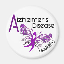 Alzheimer's Disease BUTTERFLY 3 Awareness Fridge Magnet