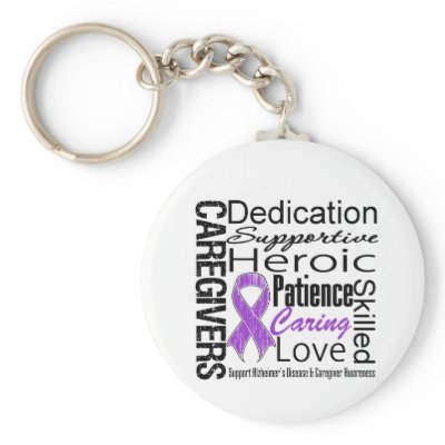 Alzheimers Disease Caregivers Collage Keychains by giftsforawareness