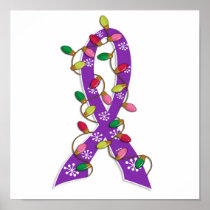 Alzheimer's Disease Christmas Lights Ribbon Print