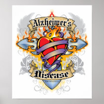 Alzheimers Disease Cross & Heart Posters