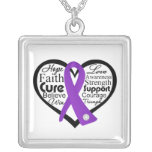 Alzheimer's Disease Heart Ribbon Collage necklaces