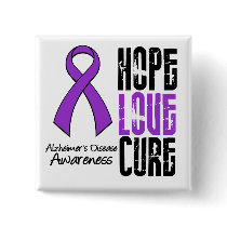 Alzheimer's Disease Hope Love Cure Ribbon buttons