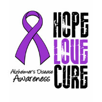 Alzheimer's Disease Hope Love Cure Ribbon t-shirts by giftsforawareness Alzheimer's Disease Hope Love Cure Ribbon t-shirts