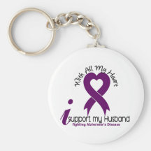 Alzheimers Disease I Support My Husband Keychains