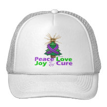 Alzheimer's Disease Peace Love Joy Cure Hats