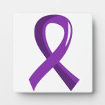 Alzheimer's Disease Purple Ribbon 3 Photo Plaque