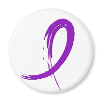 Alzheimer's Disease Purple Ribbon A4 Refrigerator Magnets