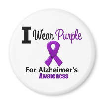Alzheimer's Disease Purple Ribbon Awareness Refrigerator Magnet