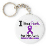 Alzheimer's Disease Purple Ribbon For My Aunt Key Chains