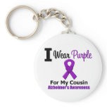 Alzheimer's Disease PURPLE RIBBON FOR MY COUSIN Key Chains
