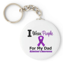 Alzheimer's Disease PURPLE RIBBON FOR MY DAD Keychains