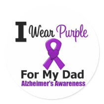 Alzheimer's Disease PURPLE RIBBON FOR MY DAD Round Stickers