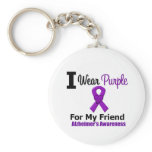 Alzheimer's Disease Purple Ribbon For My Friend Keychains