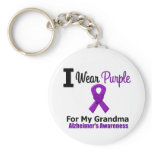 Alzheimer's Disease Purple Ribbon For My Grandma keychains