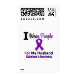 Alzheimer's Disease Purple Ribbon For My Husband Postage Stamps