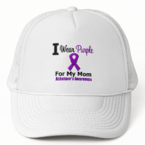 Alzheimer's Disease Purple Ribbon For My Mom Trucker Hats