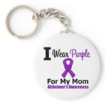 Alzheimer's Disease Purple Ribbon For My Mom keychains