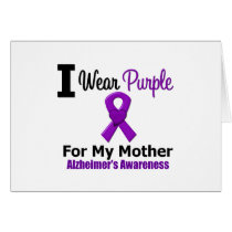 Alzheimer's Disease Purple Ribbon For My Mother Cards