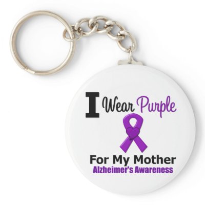 Alzheimer's Disease Purple Ribbon For My Mother Key Chains by giftsforawareness