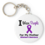 Alzheimer's Disease Purple Ribbon For My Mother keychains