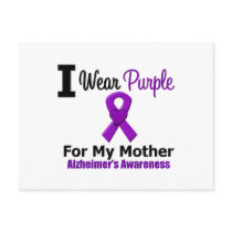 Alzheimer's Disease Purple Ribbon For My Mother Post Card