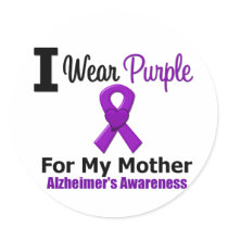 Alzheimer's Disease Purple Ribbon For My Mother Sticker