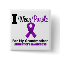 Alzheimer's Disease Purple Ribbon Grandmother Button