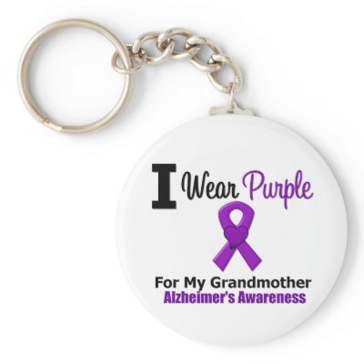 Alzheimer's Disease Purple Ribbon Grandmother Keychains by giftsforawareness