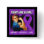 Alzheimers Disease Rosie Riveter Fight Like a Girl Pin