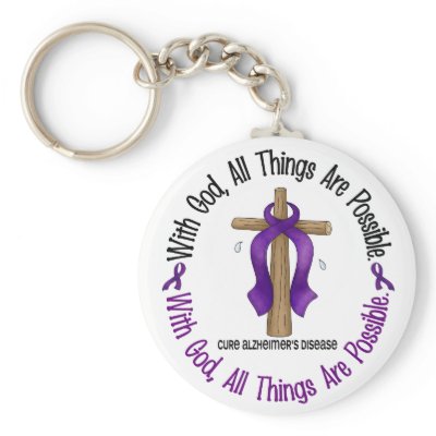 Alzheimer's Disease WITH GOD CROSS 1 Keychains by awarenessgifts