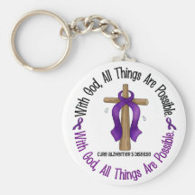 Alzheimer's Disease WITH GOD CROSS 1 Keychains