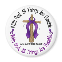 Alzheimer's Disease WITH GOD CROSS 1 Fridge Magnet