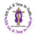 Alzheimer's Disease WITH GOD CROSS 1 Round Stickers