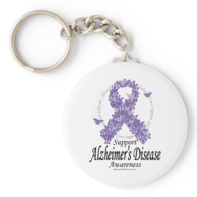 Alzheimers Ribbon of Butterflies Key Chains by fightcancertees