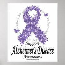 Alzheimers Ribbon of Butterflies Poster
