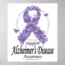 Alzheimers Ribbon of Butterflies Poster