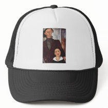 Amadeo Modigliani - Lipchitz and wife 1917 in oil Hat