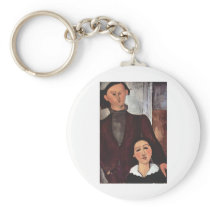 Amadeo Modigliani - Lipchitz and wife 1917 in oil Key Chains